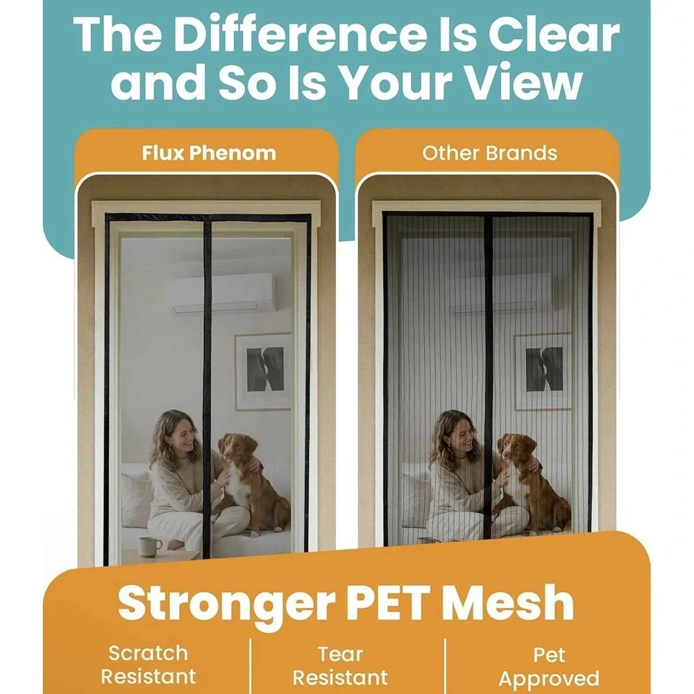 Magnetic Screen Door - Bugs Out, Breeze in - 9Min Install Auto-Sealing Heavy Dut
